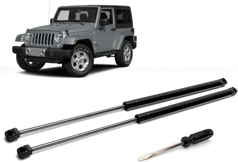 JSTEE Rear Window Glass Lift Supports Shock Struts Compatible with Jeep Wrangler 2007 2008 2009 2010 Sport Utility - Replace# 55397060AC, 4589609AA(2PC Set),with Screwdriver for Install - Image 1